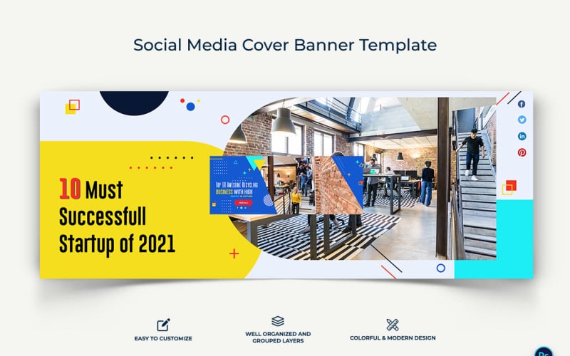 Startup Business Facebook Cover Banner Design Template-04 Social Media