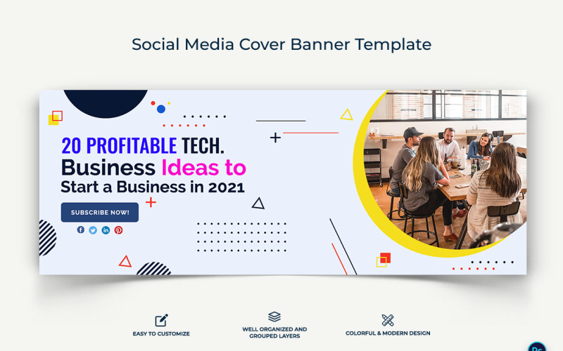 Startup Business Facebook Cover Banner Design Template-08 Social Media