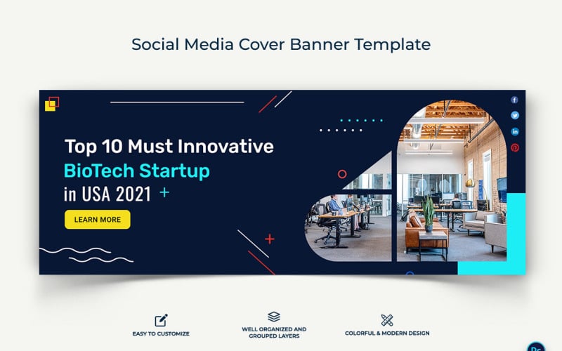 Startup Business Facebook Cover Banner Design Template-13 Social Media