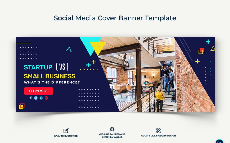 Startup Business Facebook Cover Banner Design Template-14 Social Media