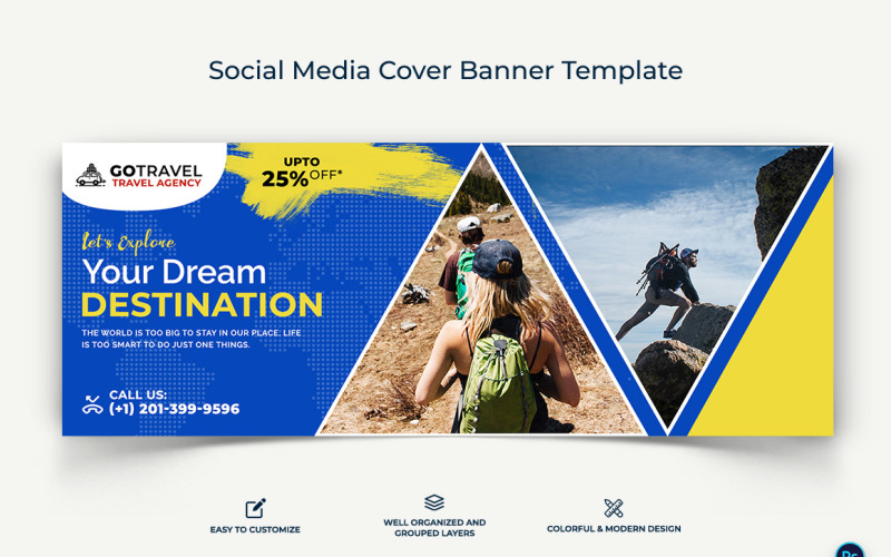 Travel Facebook Cover Banner Design Template-17 Social Media
