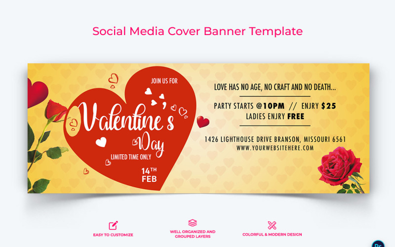 Valentines Day Facebook Cover Banner Design Template-02 Social Media