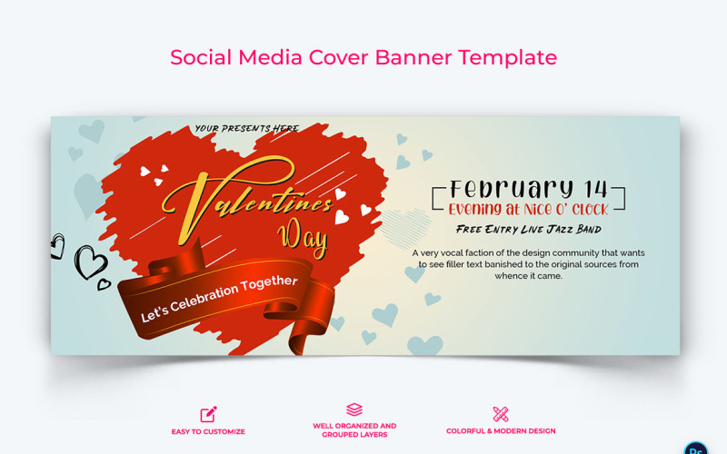 Valentines Day Facebook Cover Banner Design Template-05 Social Media