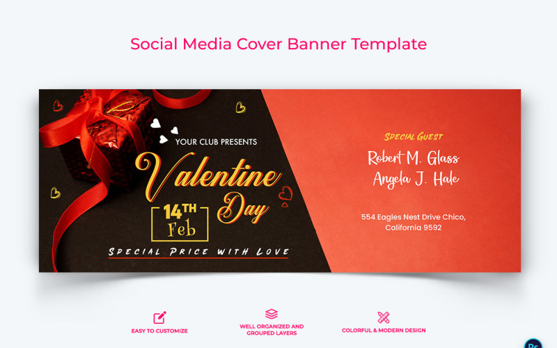 Valentines Day Facebook Cover Banner Design Template-06 Social Media