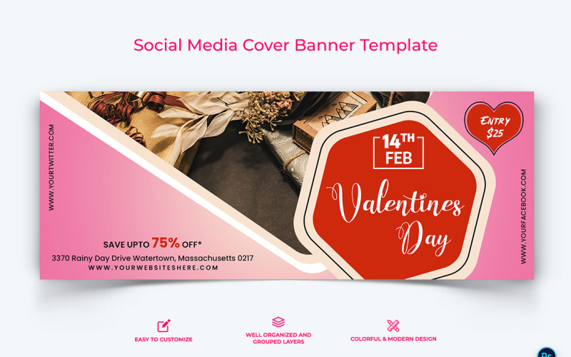 Valentines Day Facebook Cover Banner Design Template-07 Social Media