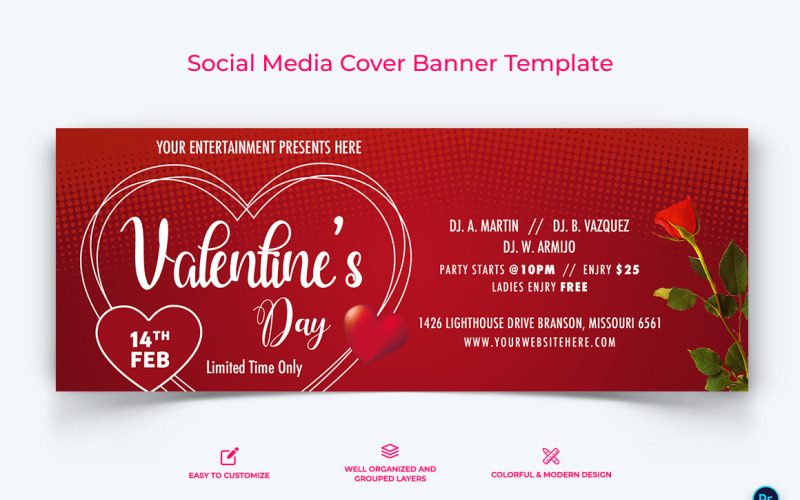 Valentines Day Facebook Cover Banner Design Template-08 Social Media