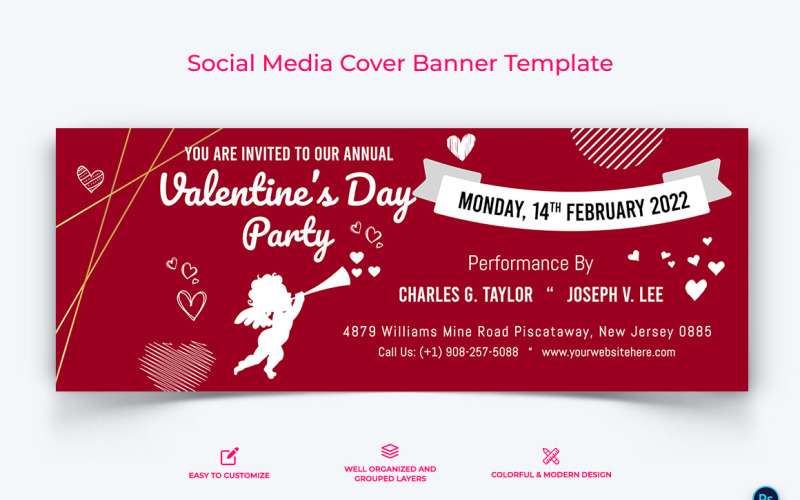 Valentines Day Facebook Cover Banner Design Template-09 Social Media
