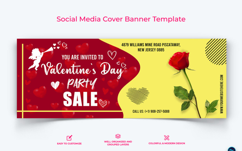 Valentines Day Facebook Cover Banner Design Template-12 Social Media