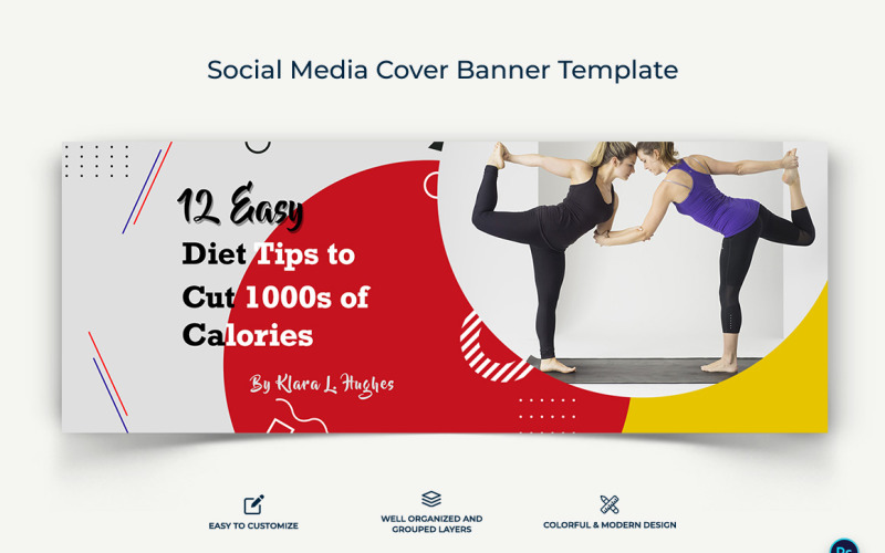 Yoga and Meditation Facebook Cover Banner Design Template-03 Social Media
