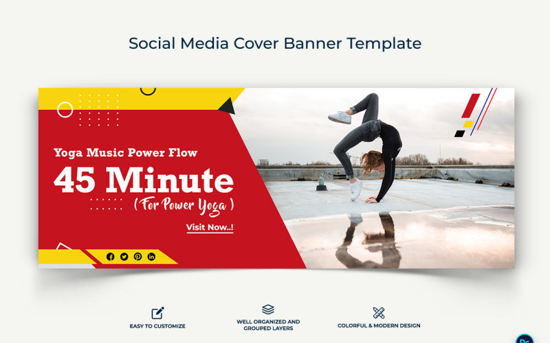 Yoga and Meditation Facebook Cover Banner Design Template-04 Social Media