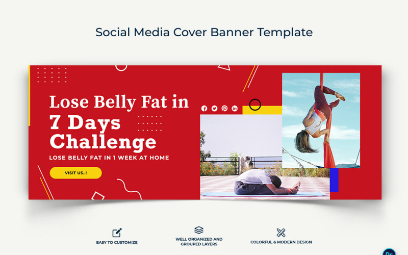 Yoga and Meditation Facebook Cover Banner Design Template-05 Social Media