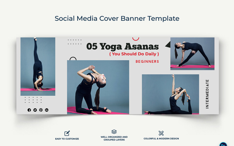 Yoga and Meditation Facebook Cover Banner Design Template-06 Social Media