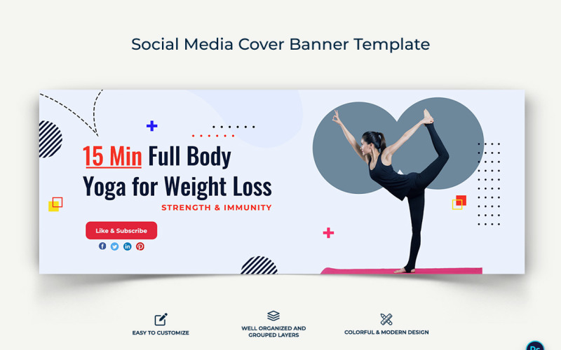Yoga and Meditation Facebook Cover Banner Design Template-09 Social Media