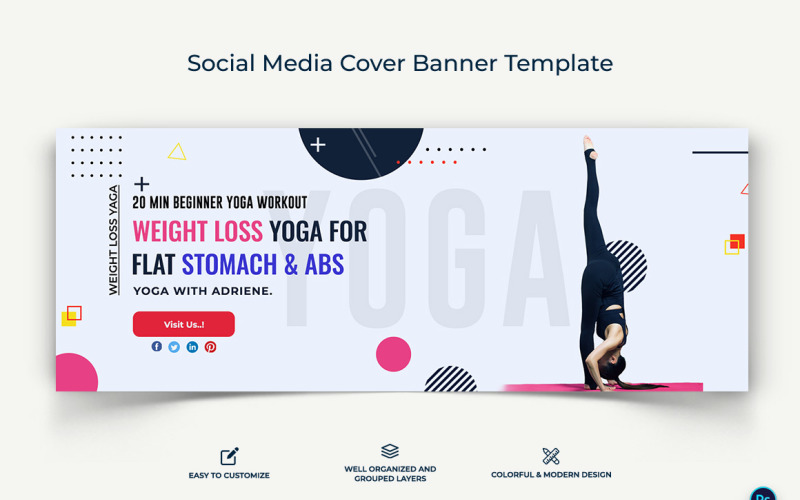 Yoga and Meditation Facebook Cover Banner Design Template-11 Social Media