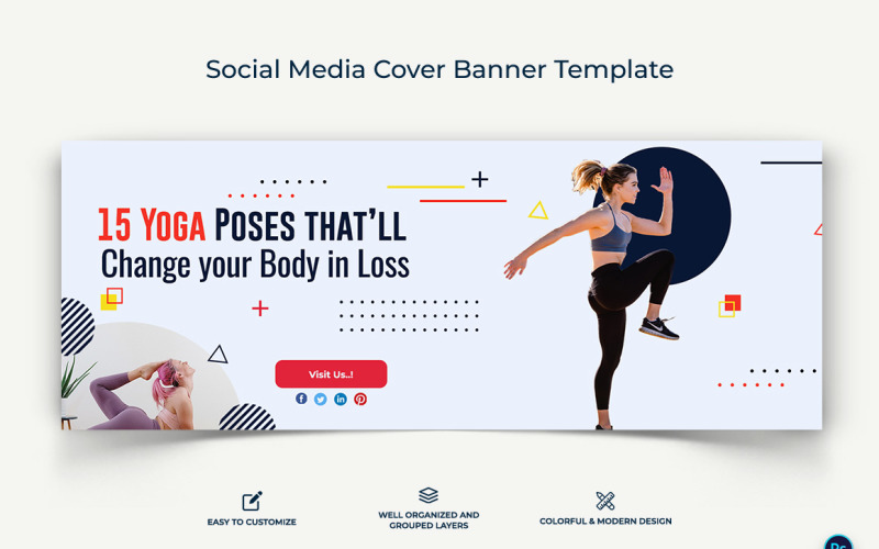 Yoga and Meditation Facebook Cover Banner Design Template-13 Social Media