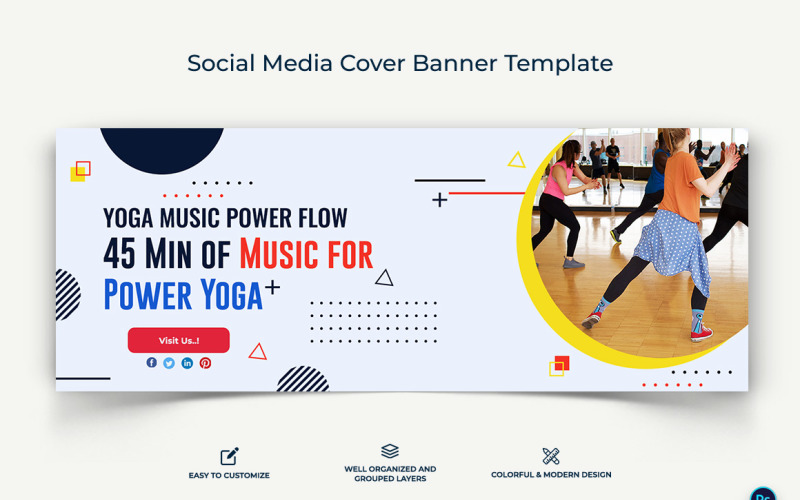 Yoga and Meditation Facebook Cover Banner Design Template-14 Social Media