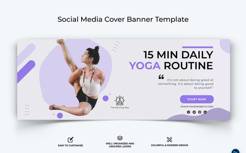 Yoga and Meditation Facebook Cover Banner Design Template-18 Social Media