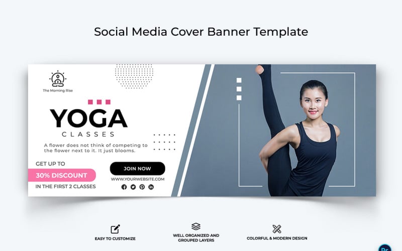Yoga and Meditation Facebook Cover Banner Design Template-19 Social Media