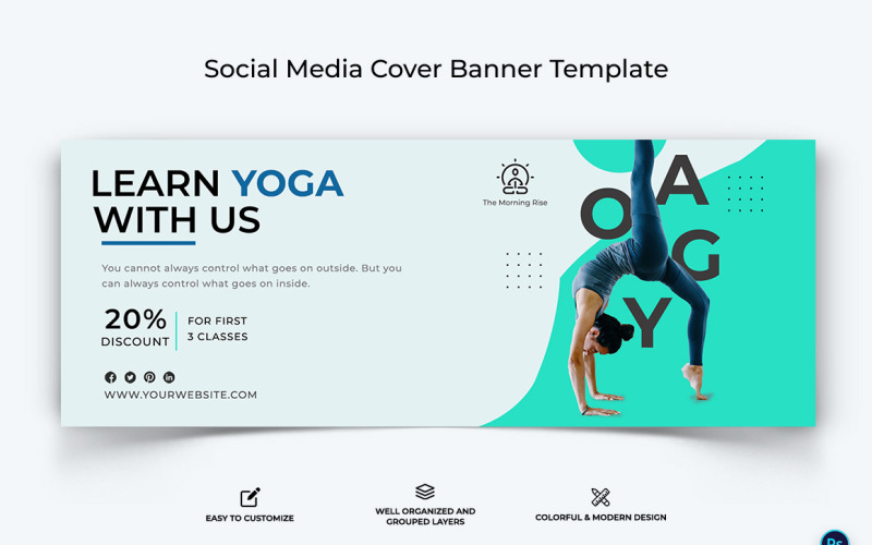 Yoga and Meditation Facebook Cover Banner Design Template-22 Social Media