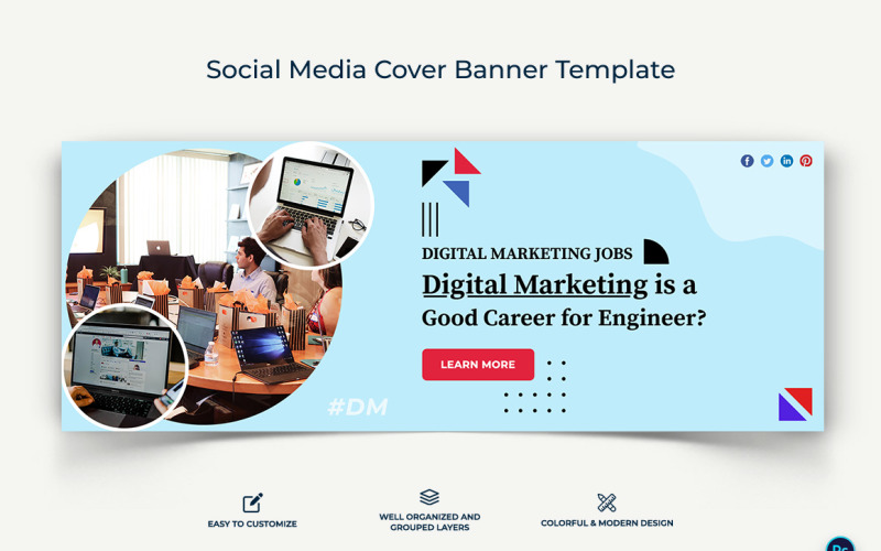 Digital Marketing Facebook Cover Banner Design Template-03 Social Media