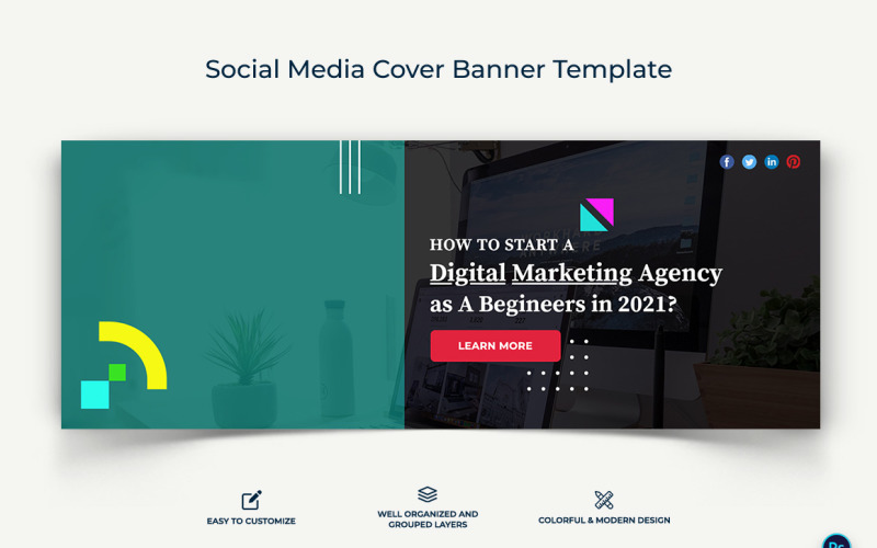 Digital Marketing Facebook Cover Banner Design Template-09 Social Media