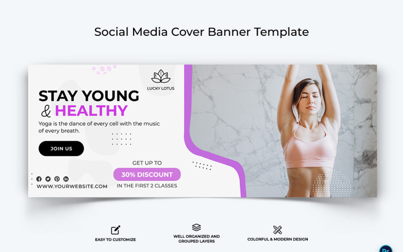 Yoga and Meditation Facebook Cover Banner Design Template-31 Social Media