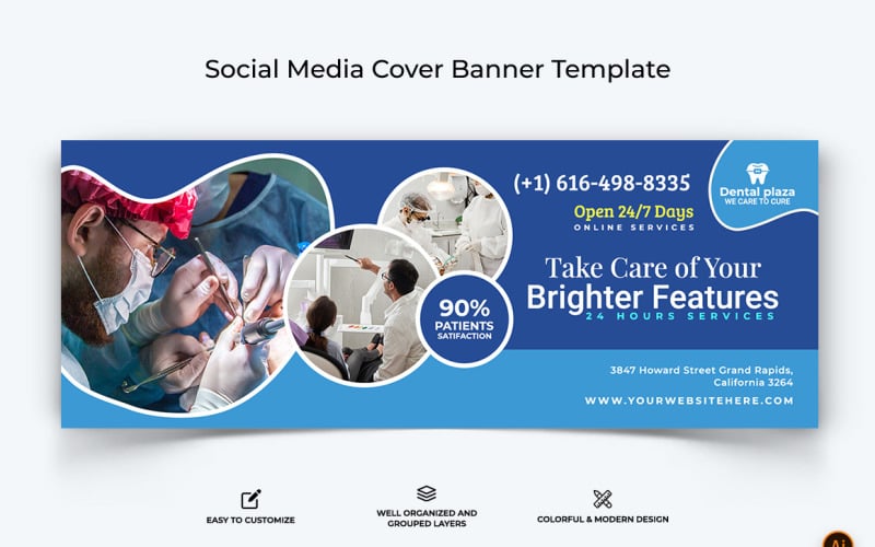 Dental Care Facebook Cover Banner Design-01 Social Media