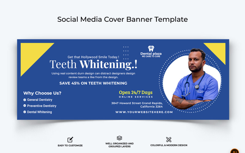 Dental Care Facebook Cover Banner Design-02 Social Media