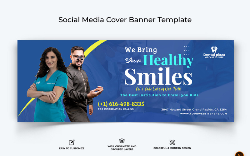 Dental Care Facebook Cover Banner Design-03 Social Media
