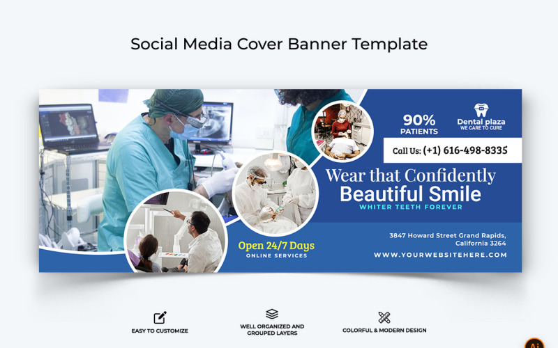 Dental Care Facebook Cover Banner Design-06 Social Media