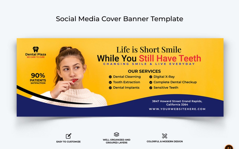 Dental Care Facebook Cover Banner Design-09 Social Media