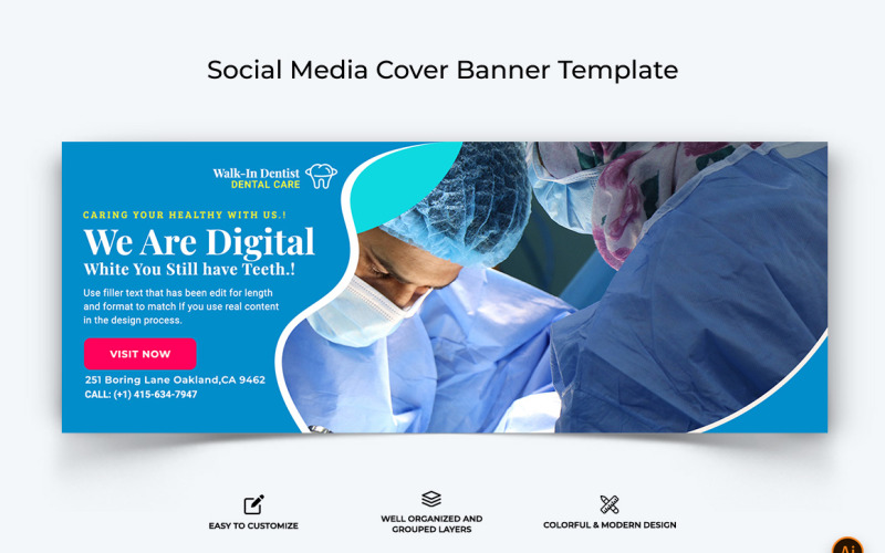 Dental Care Facebook Cover Banner Design-19 Social Media
