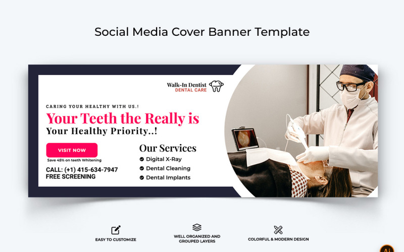 Dental Care Facebook Cover Banner Design-20 Social Media