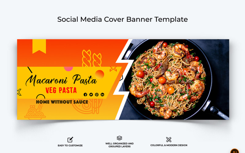 Food and Restaurant Facebook Cover Banner Design-02 Social Media