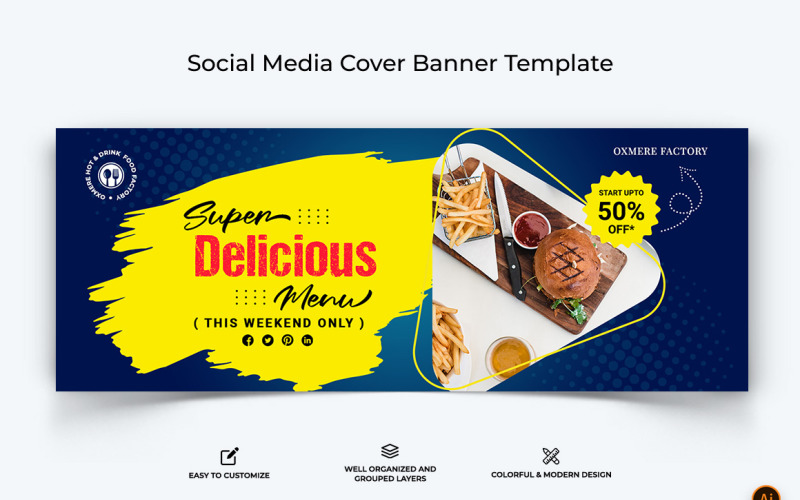 Food and Restaurant Facebook Cover Banner Design-07 Social Media