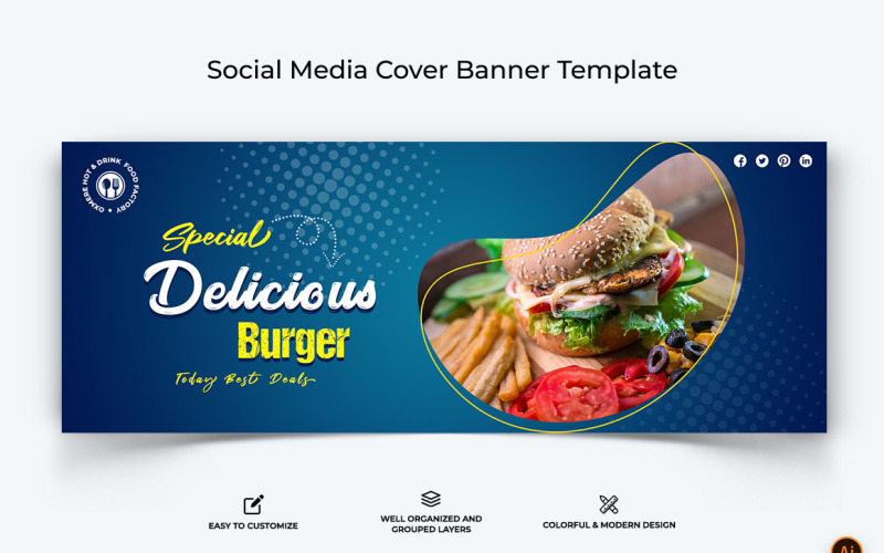 Food and Restaurant Facebook Cover Banner Design-12 Social Media