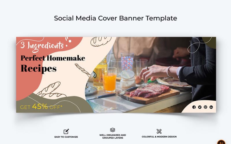 Food and Restaurant Facebook Cover Banner Design-26 Social Media