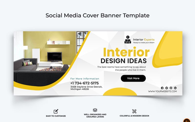 Interior Minimal Facebook Cover Banner Design-13 Social Media