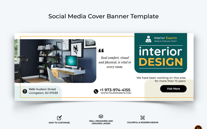 Interior Minimal Facebook Cover Banner Design-17 Social Media