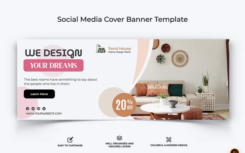 Interior Minimal Facebook Cover Banner Design-22 Social Media