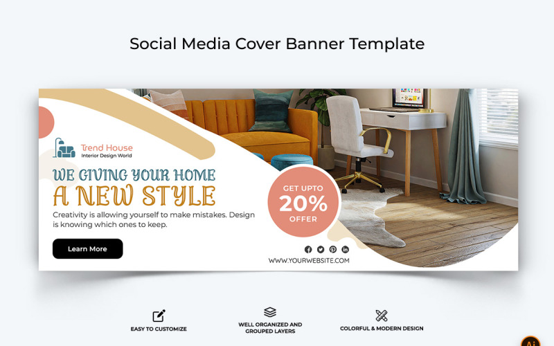 Interior Minimal Facebook Cover Banner Design-25 Social Media