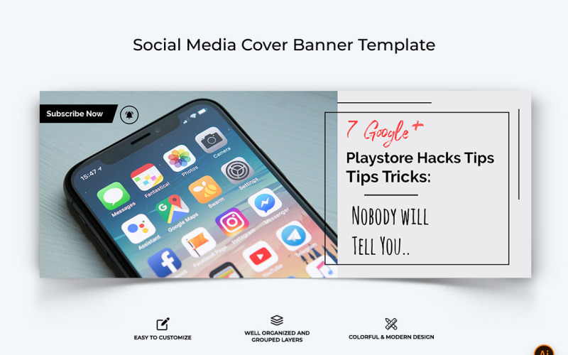 Mobile Tips Facebook Cover Banner Design-16 Social Media