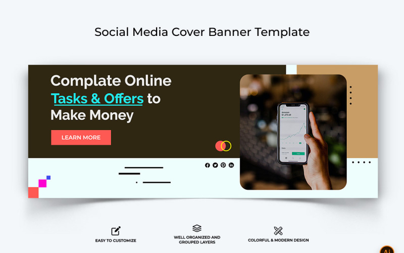 Online Money Earnings Facebook Cover Banner Design-03 Social Media