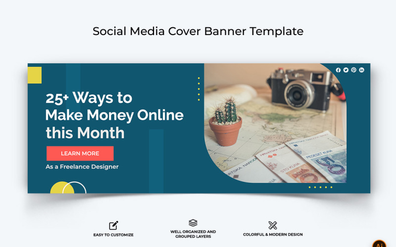 Online Money Earnings Facebook Cover Banner Design-04 Social Media