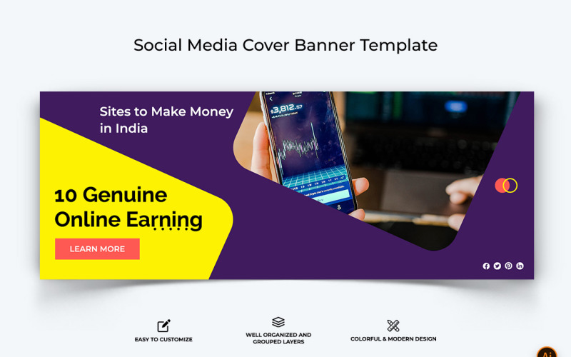 Online Money Earnings Facebook Cover Banner Design-09 Social Media