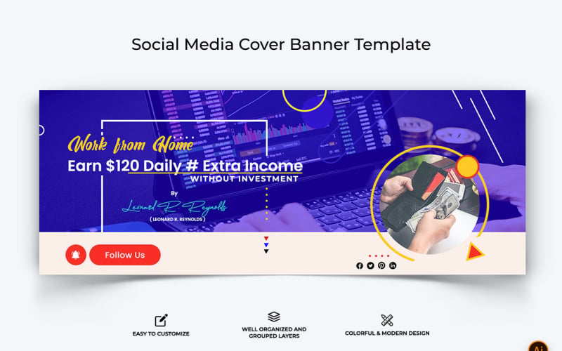 Online Money Earnings Facebook Cover Banner Design-11 Social Media