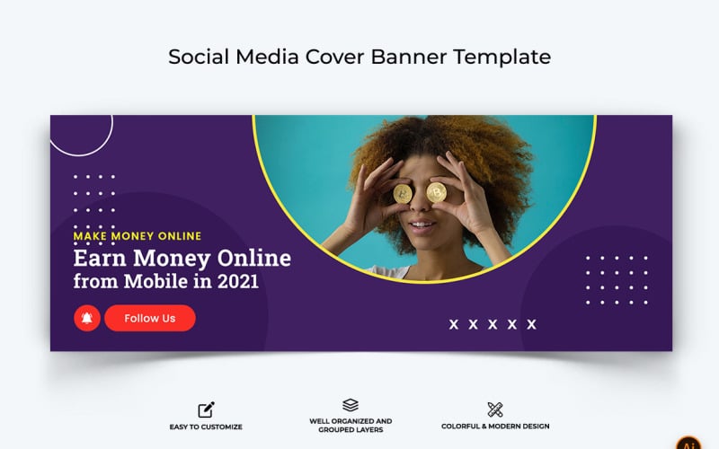 Online Money Earnings Facebook Cover Banner Design-15 Social Media