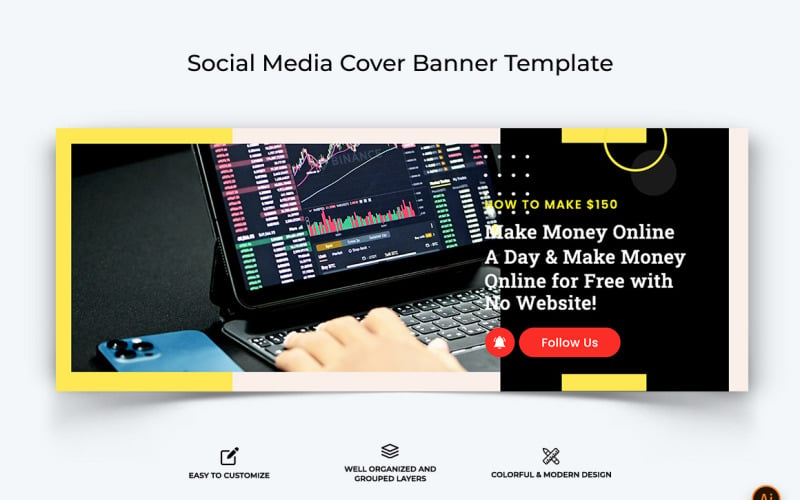 Online Money Earnings Facebook Cover Banner Design-20 Social Media