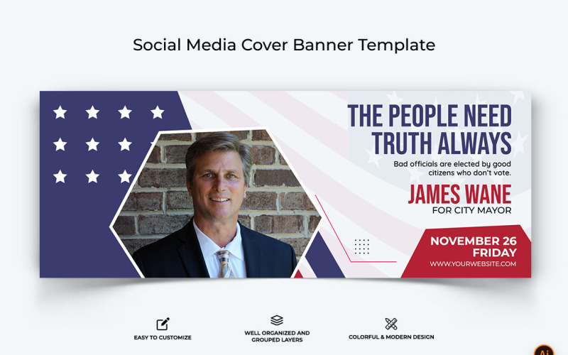 Political Campaign Facebook Cover Banner Design-03 Social Media