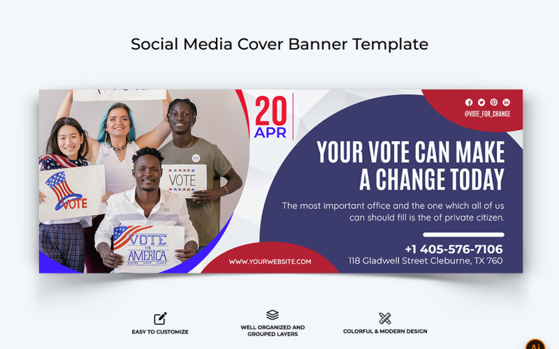 Political Campaign Facebook Cover Banner Design-04 Social Media